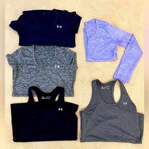 Under armour tanks, short sleeve, and long sleeve tops